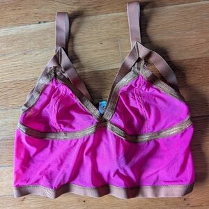 EUC Cantiq LA Mesh Triangle Cut Out Bralette 1X In Raspberry